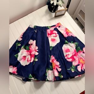 Sequin Hearts Navy Skirt with Pink Floral Design